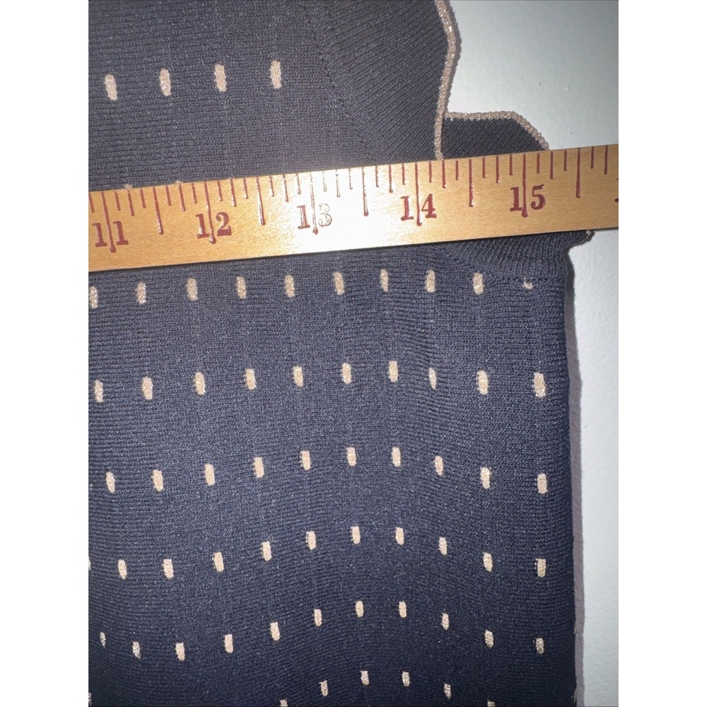 TED BAKER Sz 1 XS Black Metallic Gold RELIOA Jacquard Knit Drop Waist Dress - Picture 6 of 7